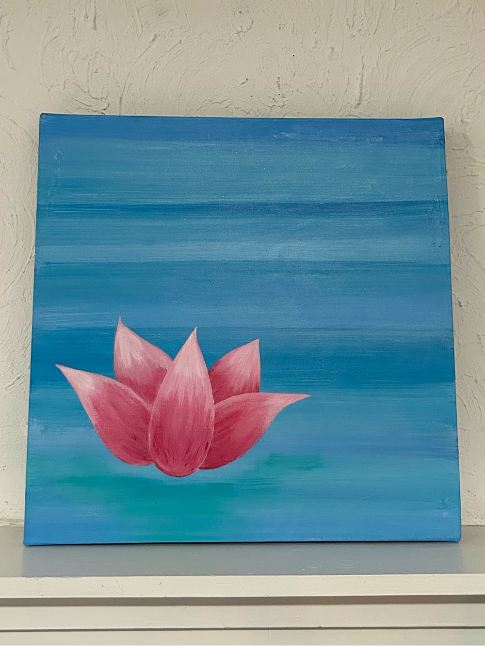 Lotus flower original painting with a blue background